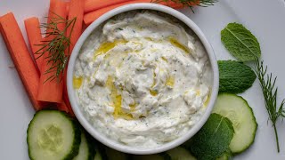 Greek Tzatziki Sauce  Greek Yogurt Sauce With Cucumber Lemon Garlic Dill amp Mint [upl. by Agn267]