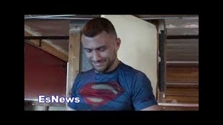 Lomachenko Arrives To Arena To Face Crolla Asked About KO Win [upl. by Bred]