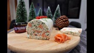 RECETTE DE LA BUCHE aux 2 SAUMON et FINES HERBES facile et légère  Bûche salée de Noël [upl. by Haela]