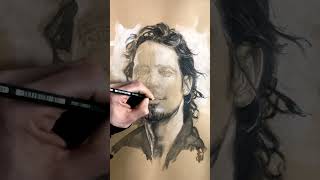 Sketching Chris Cornell art portrait ChrisCornell Soundgarden Audioslave [upl. by Yeniffit]