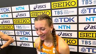 Femke Bol explains her fall at end of 2023 Worlds mixed relay [upl. by Cowles]