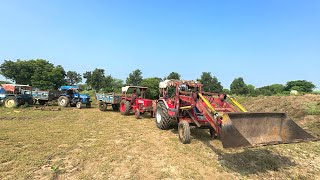 Mahindra Arjun Novo 605 Loader Loading Mud With Tractor Trolley Sonalika Di35 and Mahindra 575 [upl. by Nnaegroeg]