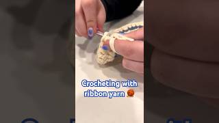 Has anyone else tried to crochet with ribbon yarn crochet crochetaddict crocheting art [upl. by Eclud]