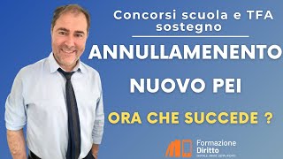 Concorsi scuola e TFa sostegno  ANNULLAMENTO PEI  Ora che succede [upl. by Finn]