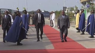 À quelques jours de la CAN 2017 Ali Bongo inaugure le stade de Port Gentil [upl. by Kamp]