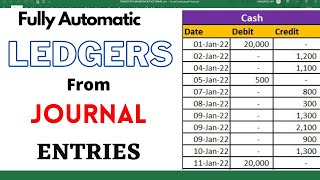 ✅Create LEDGER From JOURNAL Entries with EXCEL Formula 🔥 learning Center [upl. by Anaeed]