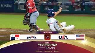 HIGHLIGHTS  Game 9 Panama vs USA  WBSC Premier12 2024 presented by RAXUS [upl. by Ehudd104]