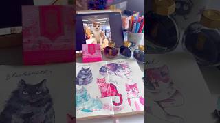 How to Paint Cats with the most Beautiful Inks 🐱✨ sketchbookart ferriswheelpress catportrait [upl. by Ardaid]