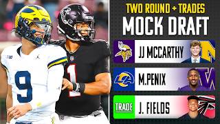 2 Round 2024 NFL Mock Draft with Trades  Justin Fields TRADED [upl. by Ahsined]