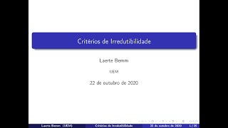 Aula 4  Critérios de Irredutibilidade de Polinômios [upl. by Aititel]