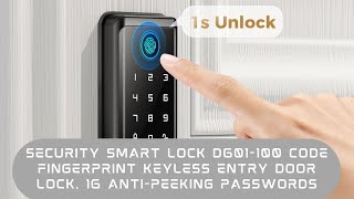 Security Smart Lock D601100 Code Fingerprint Keyless Entry Door Lock 16 AntiPeeking Passwords [upl. by Lunneta113]