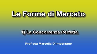 Le Forme di Mercato 1 La Concorrenza Perfetta [upl. by Sivram]