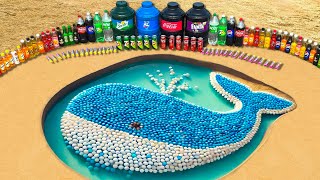 How to Make Colorful Whales with Orbeez and Big Coke Fanta 7up Pepsi vs Mentos amp Popular Sodas [upl. by Latashia]