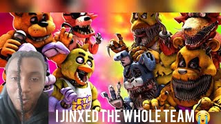 SFM Fnaf fnaf movie vs demented animatronics JulzStudio reaction [upl. by Eddra]