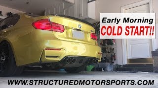 BMW F80 M3 Akrapovic Full Exhaust  Cold Start  Flyby [upl. by Ellehsat631]