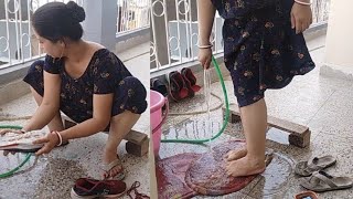 Doormat and shoes cleaning vloghousewife cleaning vlog [upl. by Une]