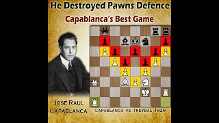 Capablanca detroyed pawns defence  Capablanca vs Treybal 1929 [upl. by Skantze954]