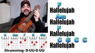 Hallelujah  Leonard Cohen Ukulele Play Along and Chords [upl. by Cappello]