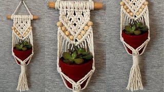 DIY mini PORTAMACETAS de MACRAME paso a paso PRINCIPIANTESDIY Macrame Plant Hanger for Beginners [upl. by Wollis]