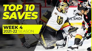 Top 10 Saves from Week 4 of the 202122 NHL Season [upl. by Bilow]