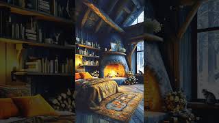 Healing Ambiance Sleep Aid Cave Cozy Cabin Burning Fireplace Blizzard Snowfall [upl. by Towroy]