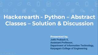 Hackerearth  Python Abstract classes May 20 2020 [upl. by Assirralc]