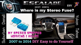 Cadillac Escalade 07  2014 No Sound Coming Out of the Stereo Locate Stereo and Amp Fuse [upl. by Letsou]