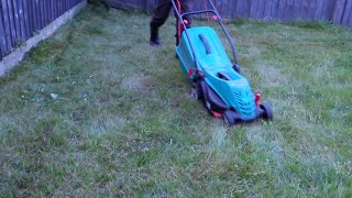 Bosch Mower Sound and Video Mowing With Bosch Rotak 34R Lightweight amp Compact Lawnmower White Sound [upl. by Oirevlis]