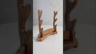 Exclusive Sword Katana Bokken Stand Holder quotHouse of Treasuresquot  Natural Wood Walnut  3 layer [upl. by Phene]