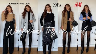 Workwear Haul 2023  Chic Office Outfits Karen MillenZaraHM [upl. by Tirza]