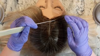 ASMR Scalp Inspection on Doll  No Talking  Latex Gloves  Dry Sounds  Brush and Comb [upl. by Analle280]