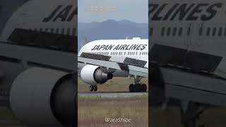 JAL BOEING B767300ER Wheels bouncing wildly on landing Shorts [upl. by Northrup]