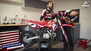 Unboxing amp Instructions de montage  Dirt bike Apollo RFZ OPEN Enduro 125cc et 150cc 1417quot [upl. by Nner520]