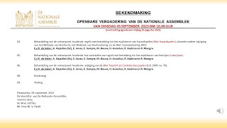 05 SEPTEMBER 2023  OPENBARE VERGADERING VAN DE NATIONALE ASSEMBLEE [upl. by Retloc193]