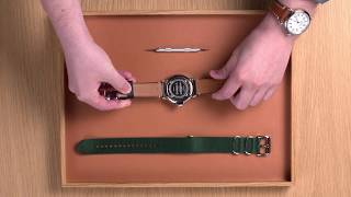 Shinola HowTo  Swap Your Traditional Strap For A G10 Strap [upl. by Elnukeda182]