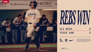 HIGHLIGHTS  Ole Miss Baseball defeats Texas AampM 4  3 51024 [upl. by Home]