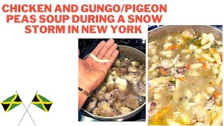 CHICKEN AND GUNGOPIGEON PEAS SOUP COOKED DURING A SNOW STORM IN NEW YORK [upl. by Dorette]