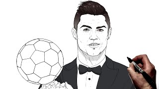 How To Draw Ronaldo Ballon D Or  Step By Step  FootballSoccer [upl. by Eniarda860]