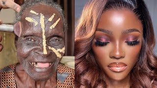 MUST WATCH 😱 VIRAL 👆🏻Bridal Gele amp Makeup Transformation  Makeup Tutorial ✂️💉🔥😳 [upl. by Berstine]