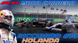 ESTRATEGIA 160 IQ LLUVIA y FINAL POLÉMICO  F1 24 Modo Carrera Ricciardo 14 GP Países Bajos [upl. by Rozina]