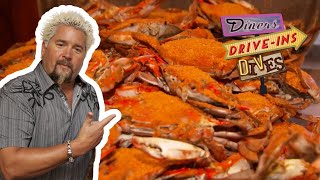 Guy Fieri Eats a Steamed Crab FEAST in Baltimore  Diners DriveIns and Dives  Food Network [upl. by Henley]