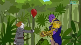 IT Pennywise Vs Thanos Who will win Draw Cartoon 2 [upl. by Toogood]