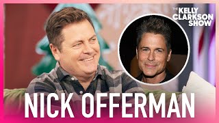 Nick Offerman Jokes He And Megan Mullally Had A Threesome With Rob Lowe [upl. by Delisle787]