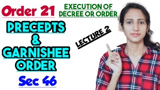 Precepts  Garnishee Order in CPC  Section 46 of cpc  Order 21 of cpc  Lecture 2 [upl. by Notgnimer]