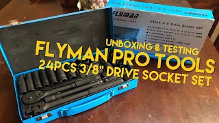 24pcs 38” Drive Flyman Socket Wrench Set  Unboxing amp Testing [upl. by Ahsiekrats755]