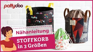 Nähanleitung Utensilo mit Tunnelzug  gratis Schnittmuster  Stoffkorb für Spielzeug oder Handarbeit [upl. by Adroj108]