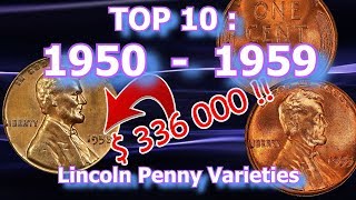 Top 10 1950s Lincoln Penny Varieties worth Money [upl. by Gill610]