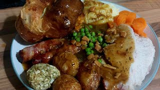 Roast Pork Dinner With Yorkshire Puddings amp Real Gravy sundayroast pork yorkshirepudding gravy [upl. by Nosimaj]