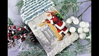 Decoupage Tutorial  Christmas themed chopping board with roof  DIY [upl. by Sherj577]