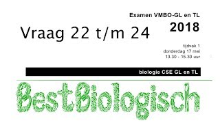 Biologie examen VMBO TL en GL 2018 eerste tijdvak vraag 22 tm 24 [upl. by Norford119]